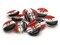 10 13mm Black White and Red Striped Resin Flat Round Plastic Four Hole Buttons